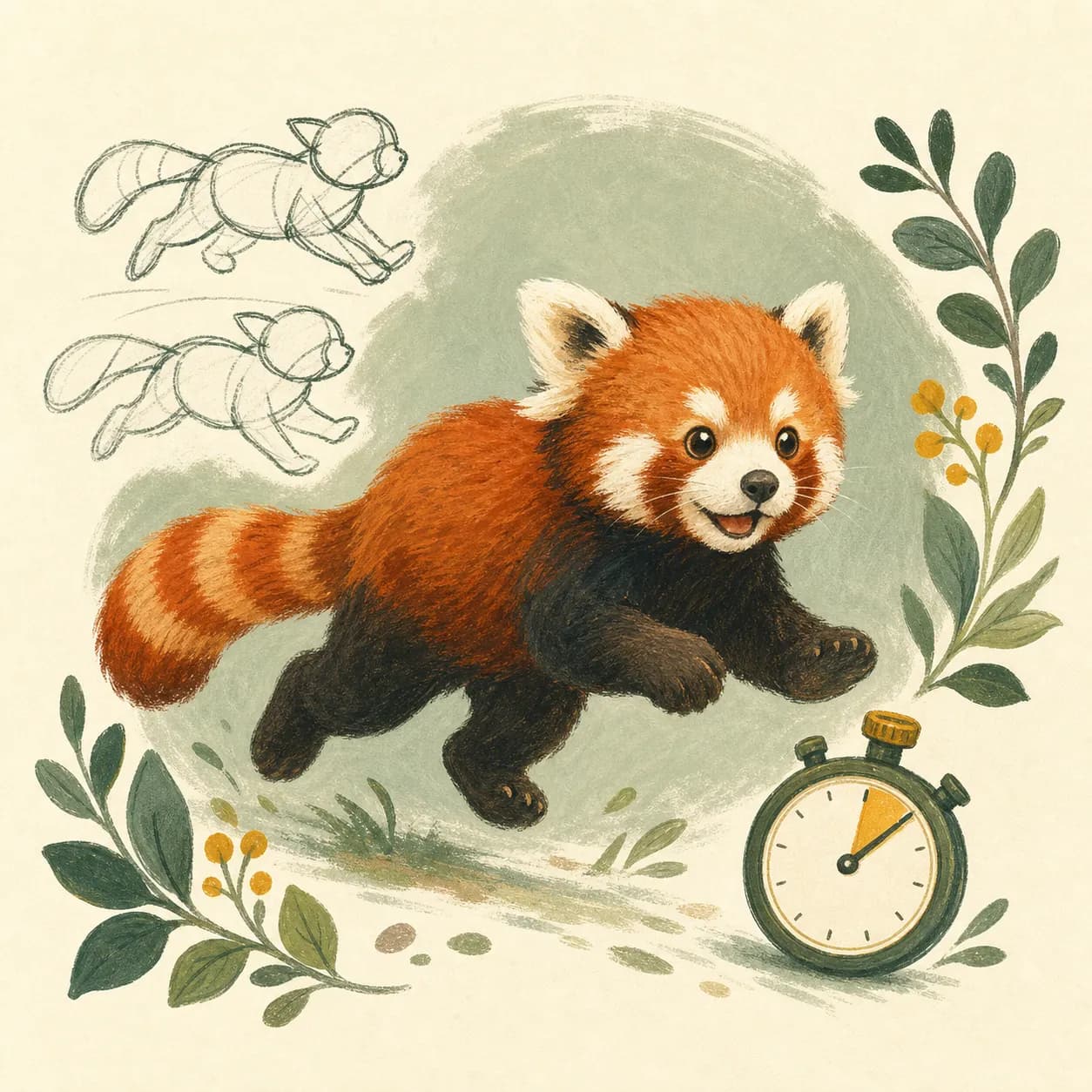 Red panda quick sketch illustration