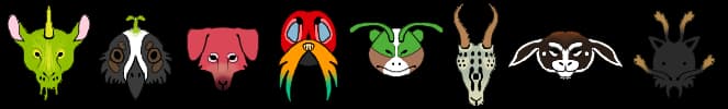 Heads of randomly generated creatures inspired by Tuimiz